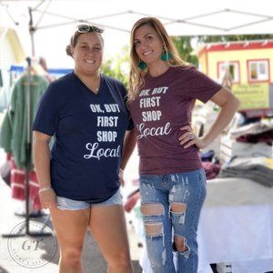 Ok, But First Shop Local Vneck Tee